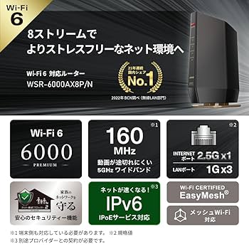 【かず】BUFFALO Wi-Fi 6 WEX-5600AX6 Amazon.co.jp: BUFFALO WEX-5400AX6 Buffalo Relay Machine